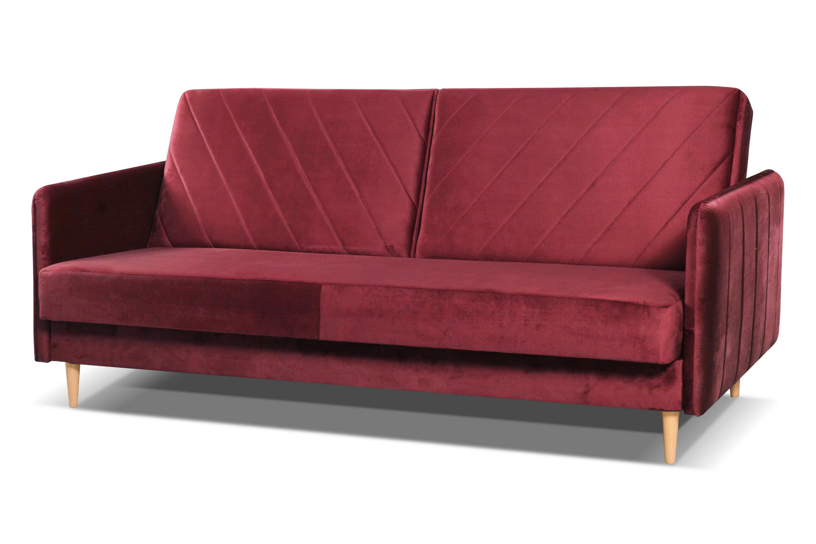 SCHLAFSOFA Vesto Rot Velours - Bettkasten - 207x93 cm - Rot, Holz/Holzwerkstoff (207/93/93cm) - Ravio