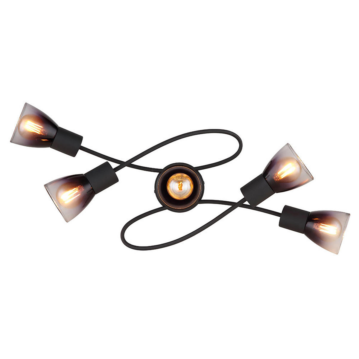 DECKENLEUCHTE Metall Schwarz Rauchglas - Schwarz, Glas (58/24/16.5cm) - Globo Lighting