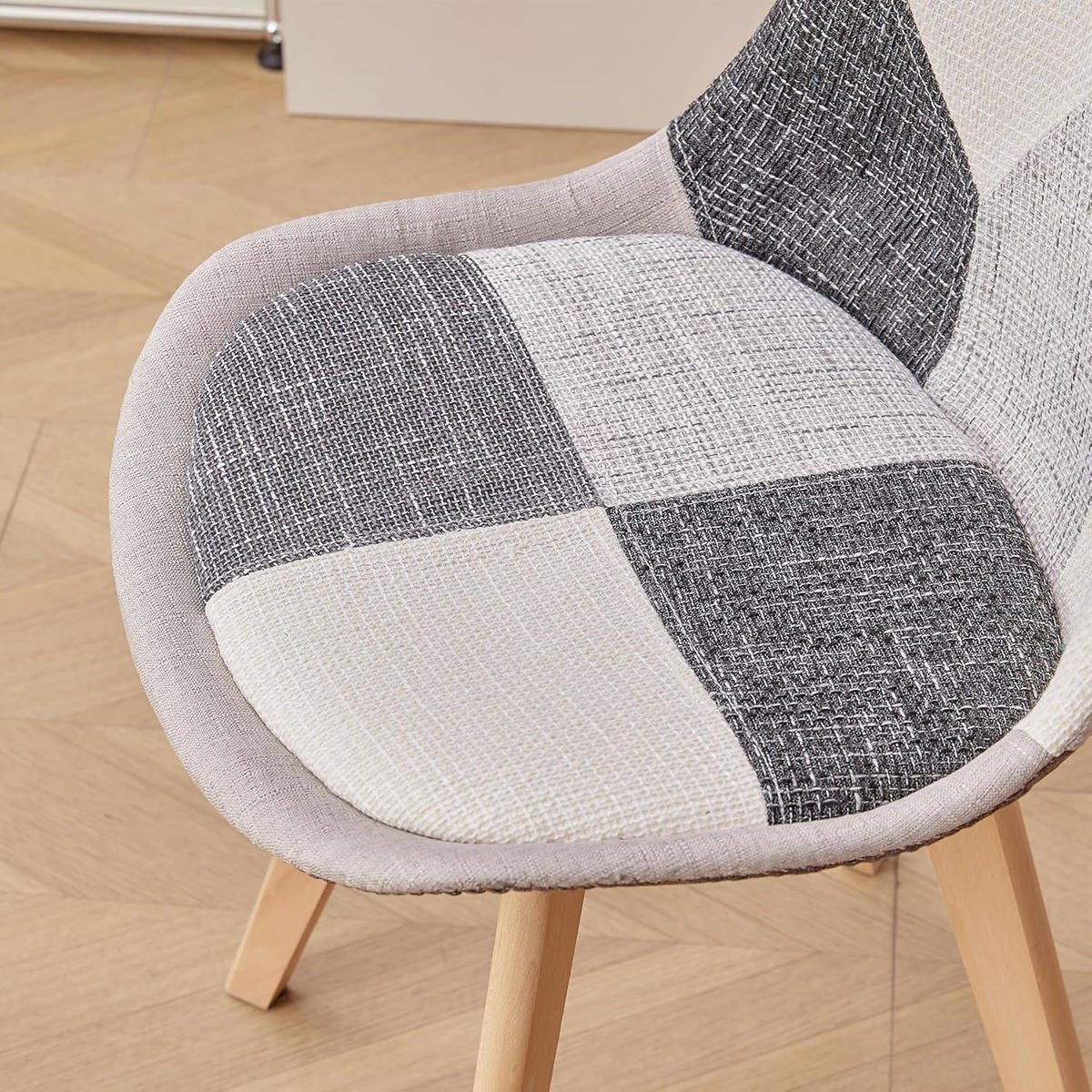ESSZIMMERSTUHL 2-teiliges Set Patchwork Grau Stoff Massivholzbeine - Multicolor, Textil (49/83/42cm)