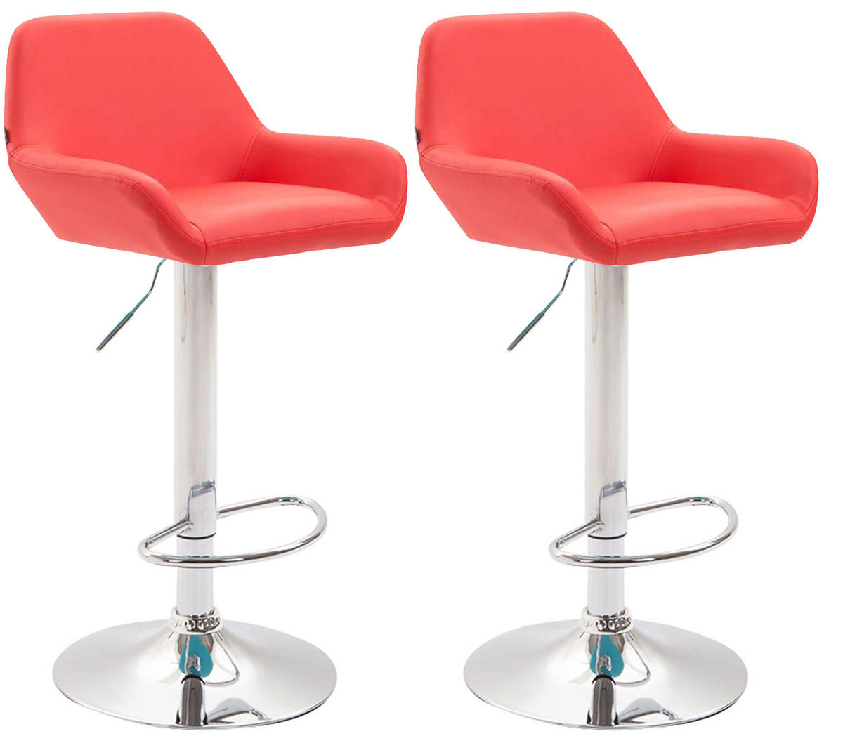 BARHOCKER 2er Set Prag Kunstleder chrom rot - Chromfarben/Rot, Kunststoff/Metall (51/109/52cm) - TPFLiving