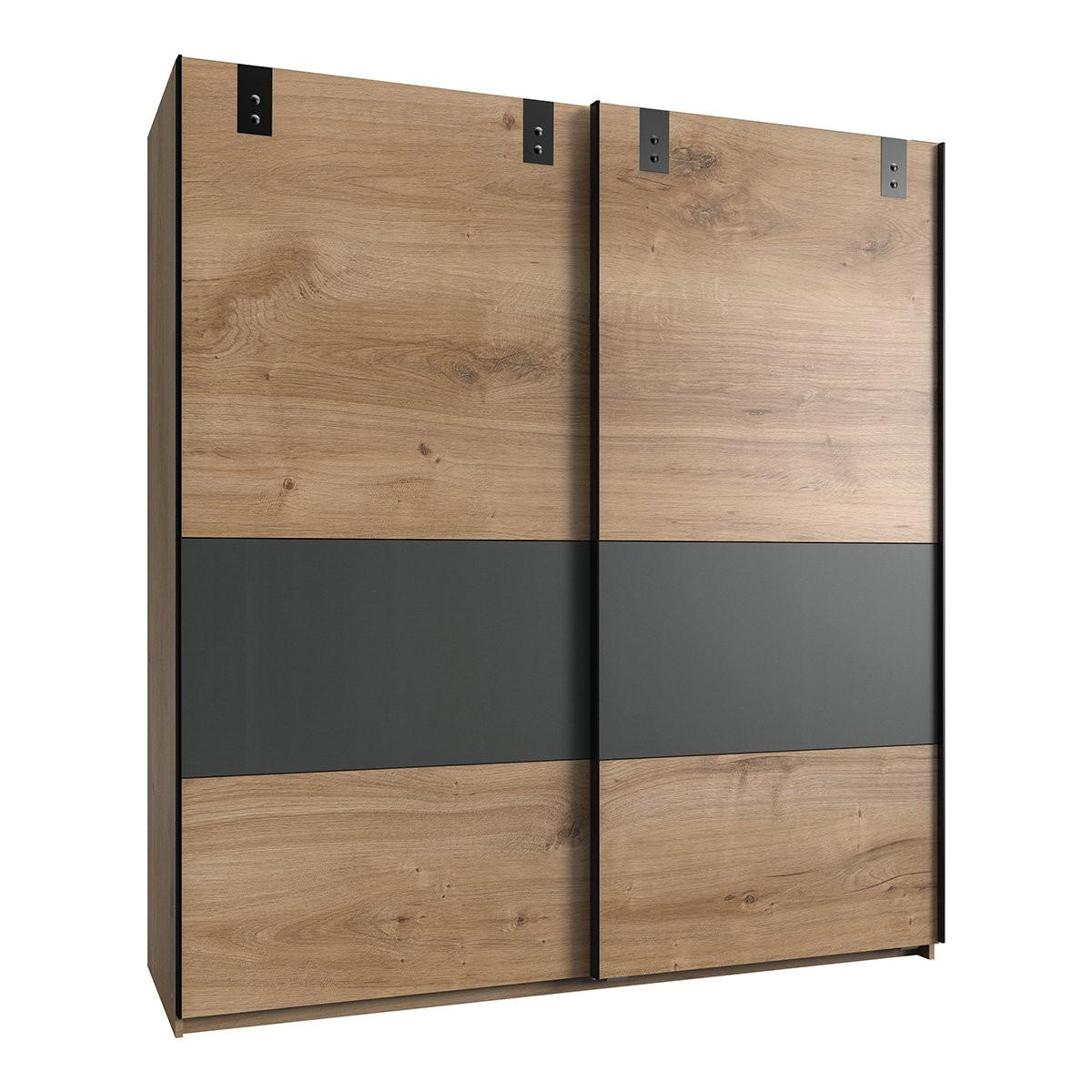 KLEIDERSCHRANK mit 2 Schiebetüren und Graphiteinsatz - L180 cm - Apfelbaumfarben, Holzwerkstoff (65/198/180cm) - Calicosy