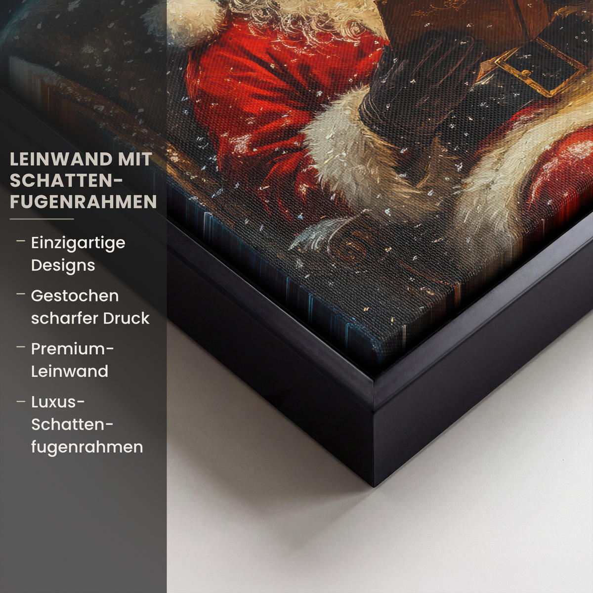 LEINWAND Bilder mit Rahmen - Weihnachtsmann - Weihnachten - Winter - Weihnachtsbaum - 20x20 - Bordeaux, Textil (20/20cm) - MuchoWow