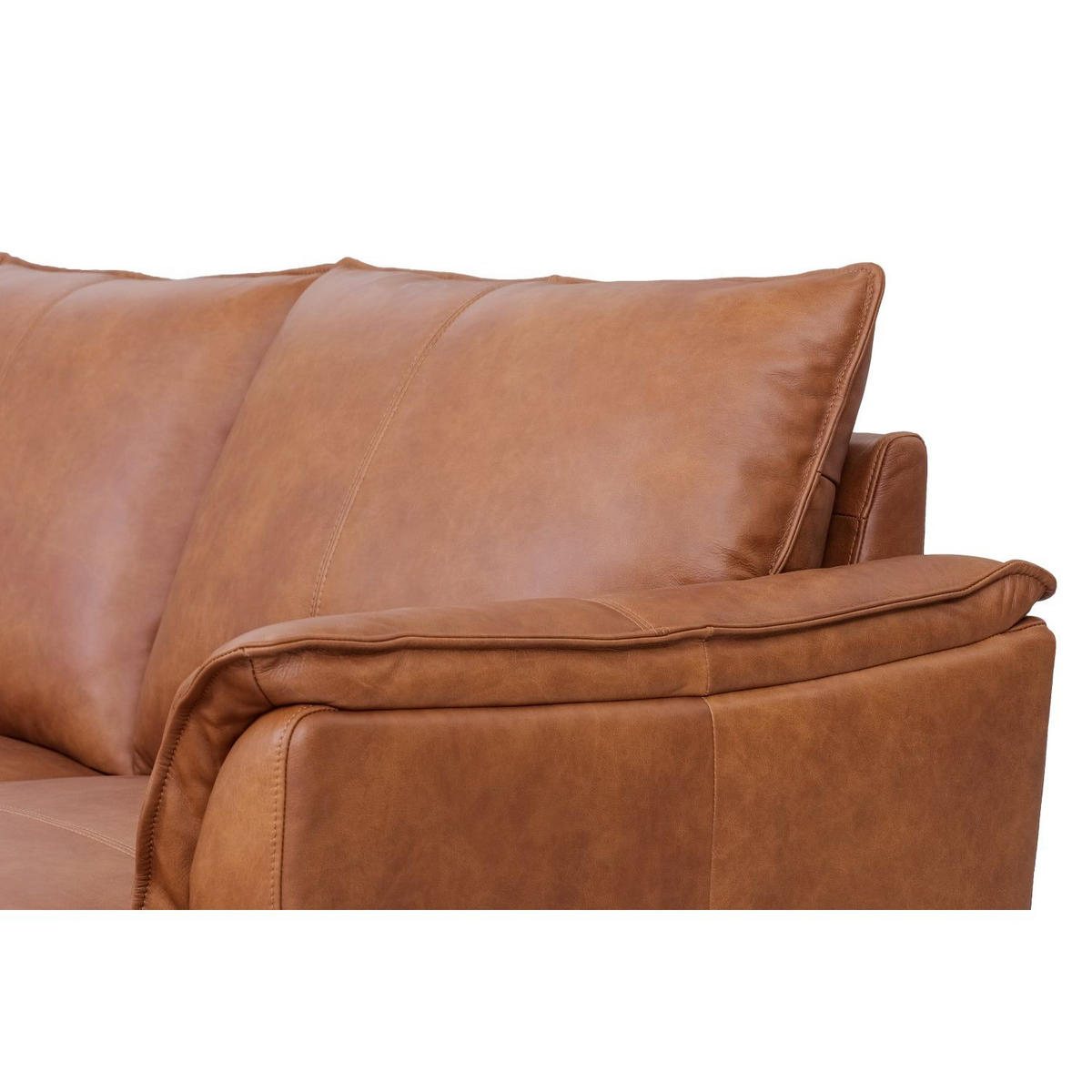 ECKSOFA Echtleder Cognac Braun - Schwarz/Braun, Leder/Metall (233/155cm) - Furnhouse
