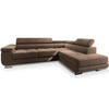 ECKSOFA SELVA R-S Beige Velours-Stoff mit Schlaffunktion - Beige, Holz (275/202cm) - MASSENO