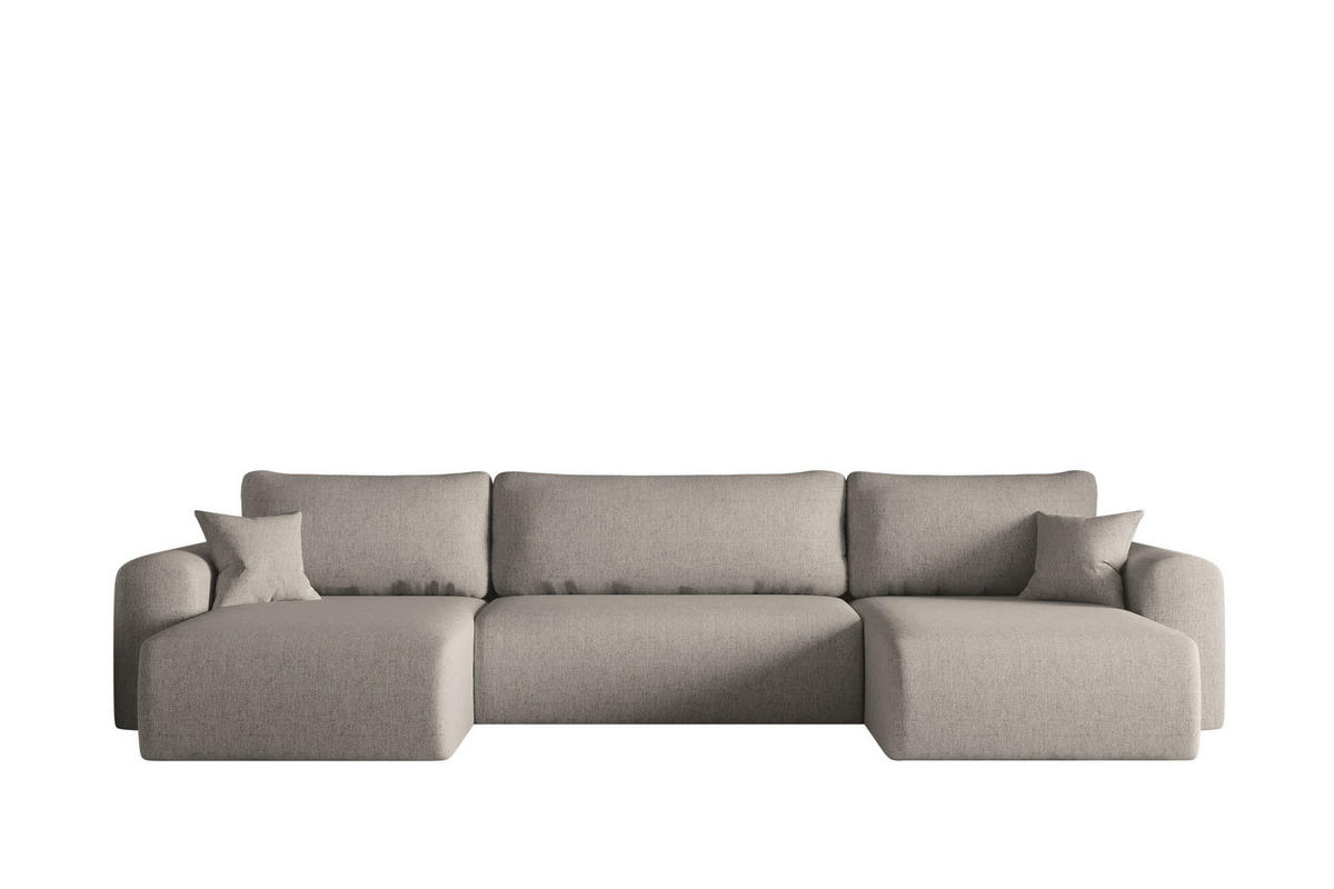 ECKSOFA Mit Schlaffunktion Und Bettkasten U-form CAPRI Verita Dunkelbeige - Cappuccino, Holz/Textil (145/362cm) - Kaiser Möbel