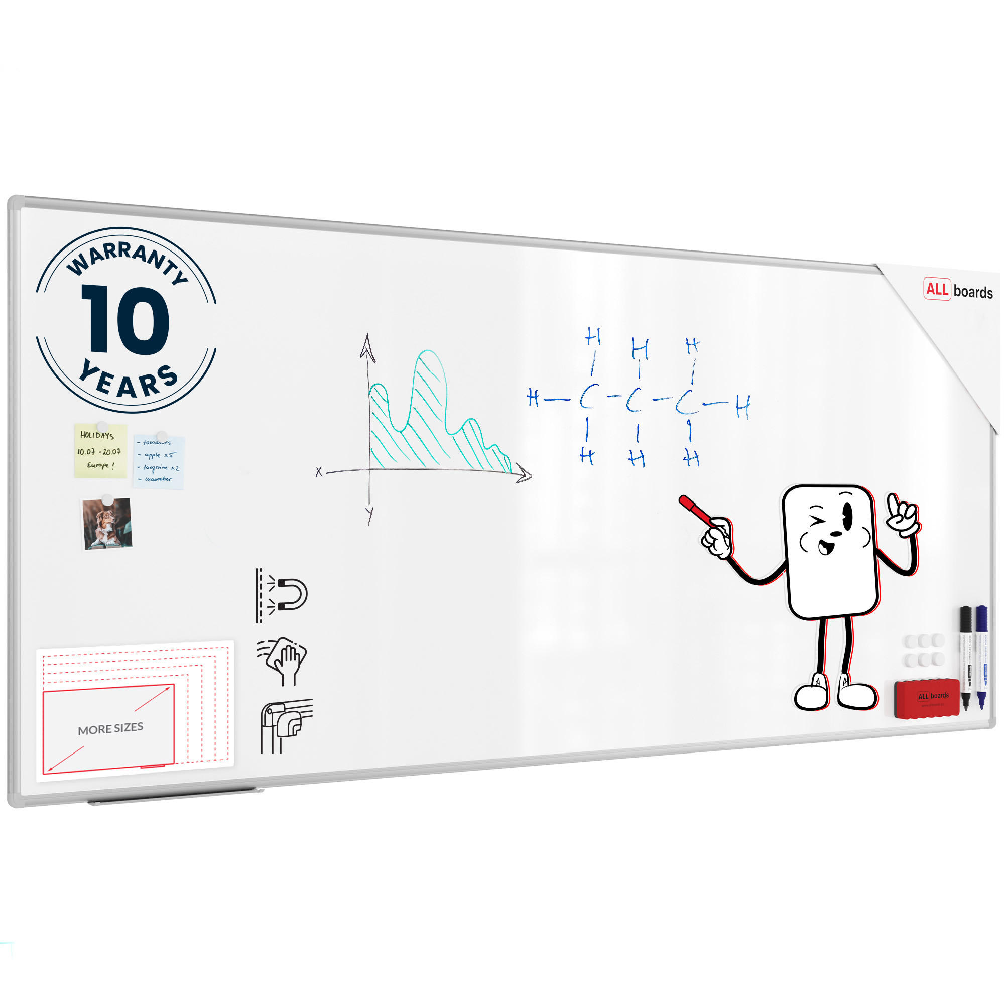 MAGNETISCHES Whiteboard - PREMIUM EXPO Alurahmen 220x100cm - Weiß, Metall (220/100/1.6cm) - ALLboards