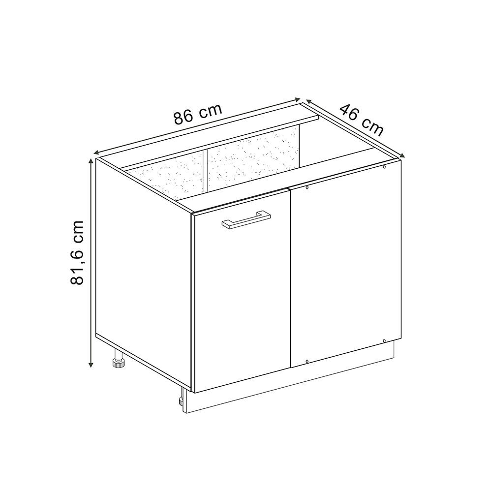 ECKUNTERSCHRANK R-Line Schwarz Beton 86 cm, AP Anthrazit - Eiche Wotan/Schwarz, Holzwerkstoff (86/81.6/60cm) - Vicco
