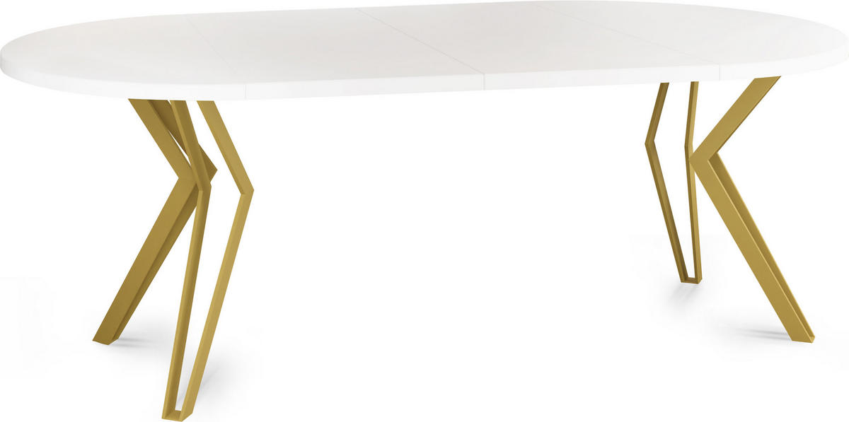 ESSTISCH Daisy runder ausziehbarer, Weiß 120-200/100/76 cm - Goldfarben/Weiß, Holzwerkstoff/Metall (120/120/76cm) - WFL GROUP