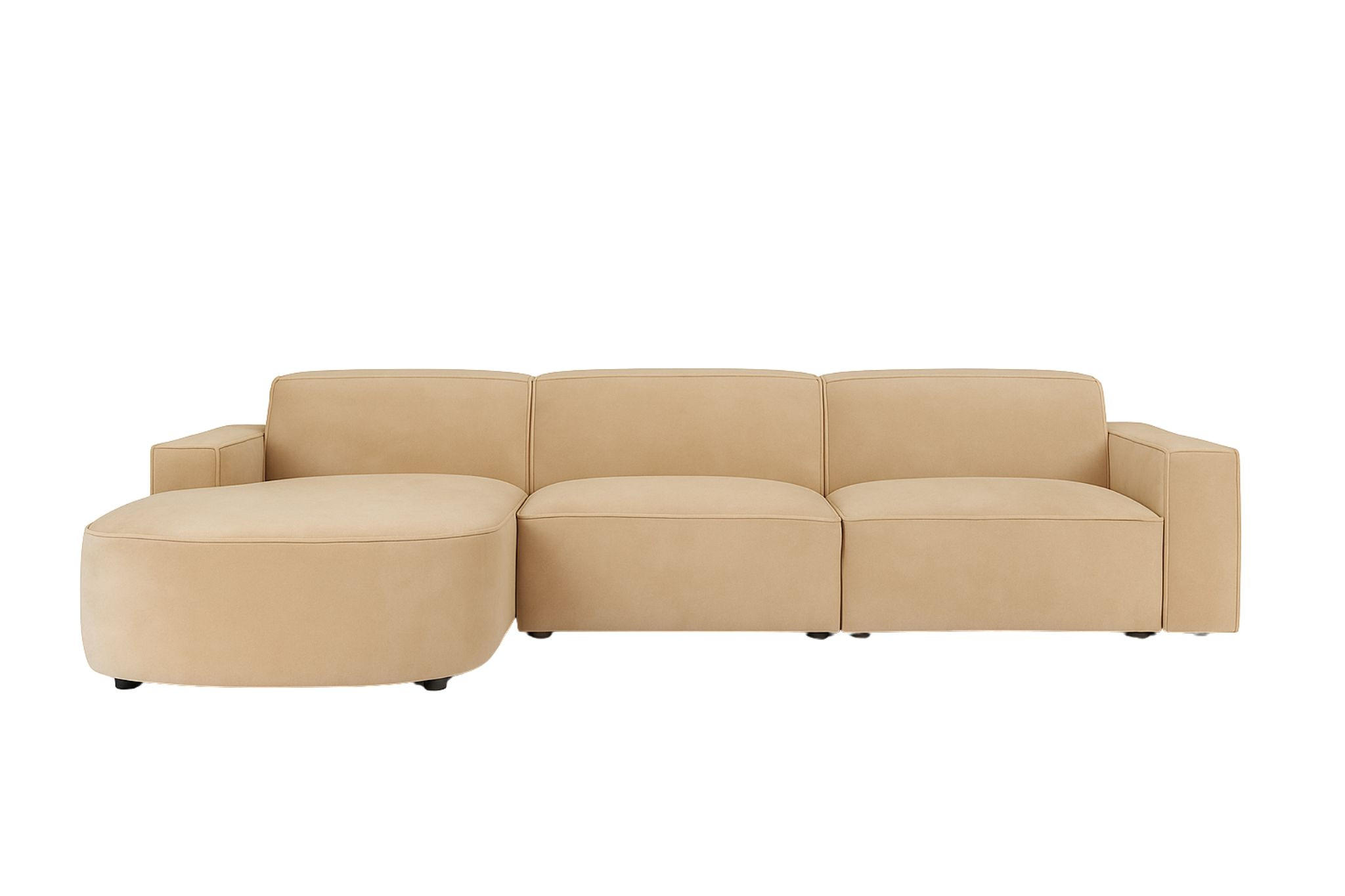 ECKSOFA Cursal Round L-Form, Stoff Salvador, Beige, Links - Beige, Holz (284/166cm) - Kaiser Möbel
