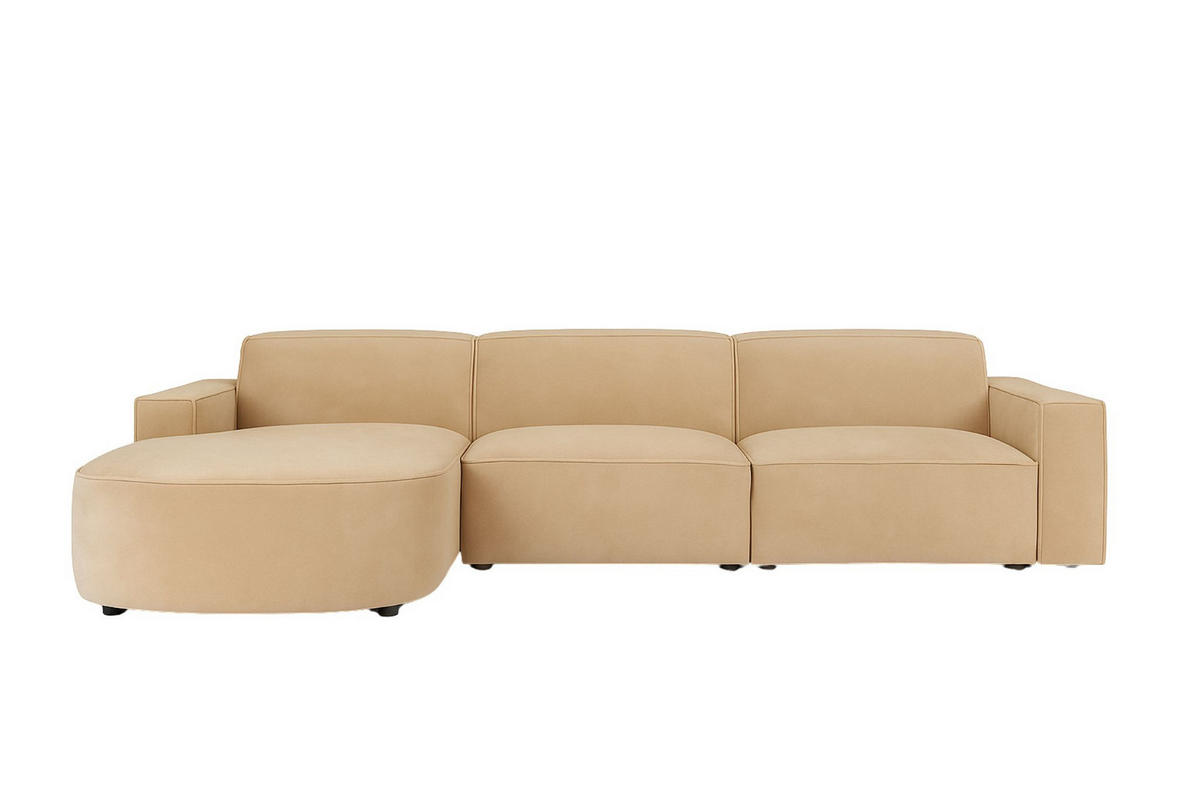 ECKSOFA Cursal Round L-Form, Stoff Salvador, Beige, Links - Beige, Holz (284/166cm) - Kaiser Möbel