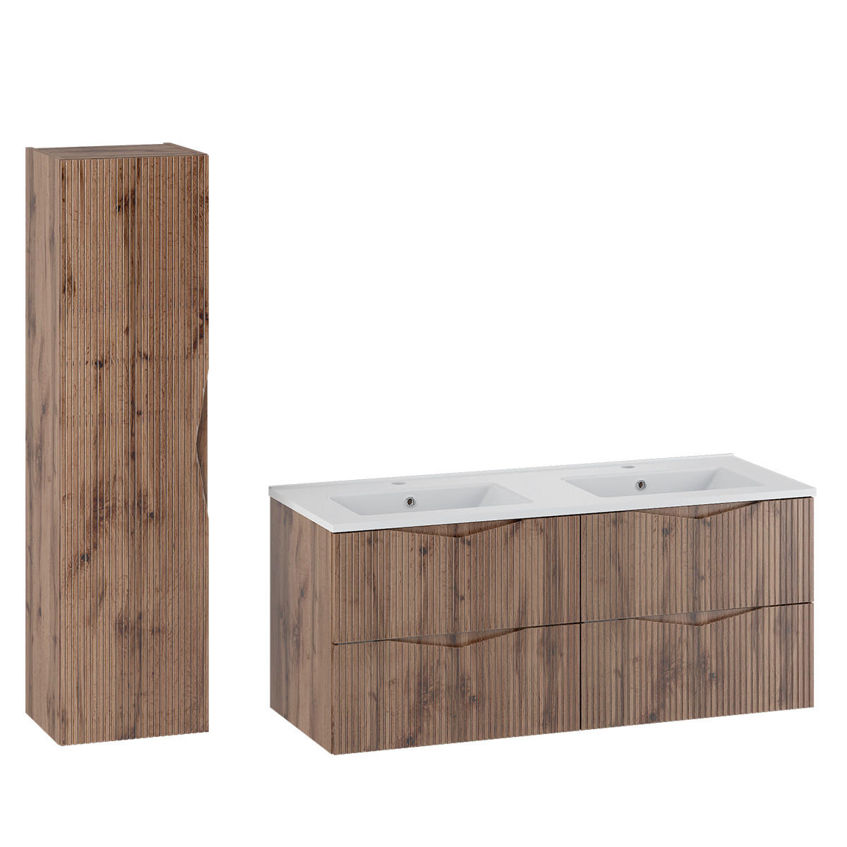 BADMÖBEL Tao 2er-Set Holz - Braun, Holzwerkstoff (120/50/45.8cm) - Petits-meubles