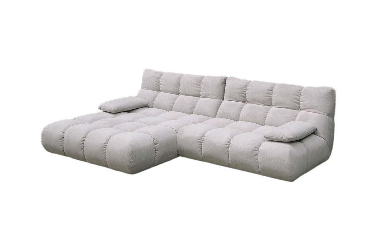 ECKSOFA VIVIEN Silber Cord - Silberfarben/Schwarz, Kunststoff/Textil (290/178cm) - KAWOLA