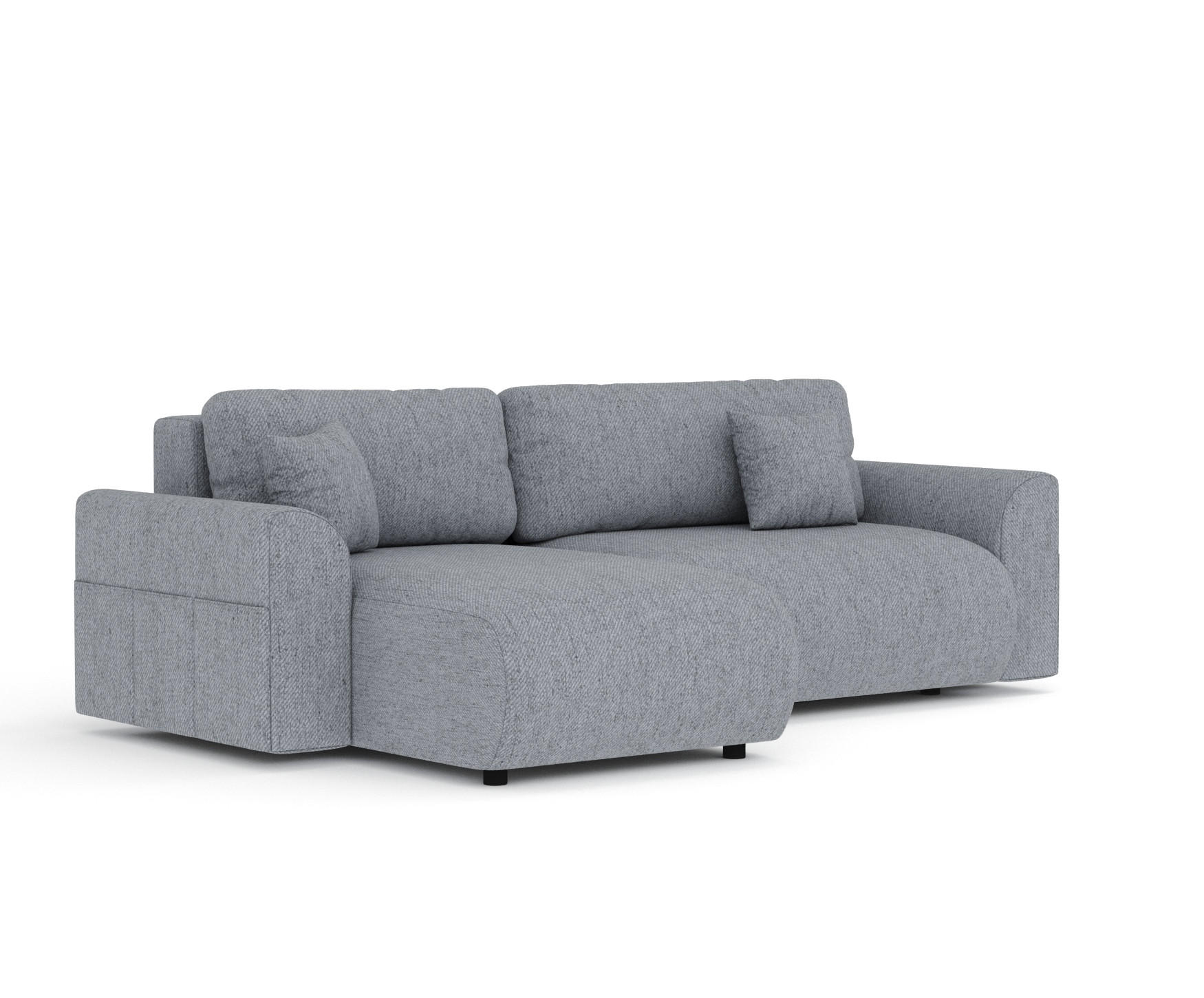 ECKSOFA MIT SCHLAFFUNKTION Bodega Grau Webstoff - Schwarz/Grau, Holz/Holzwerkstoff (235/138cm) - Maison de Reve