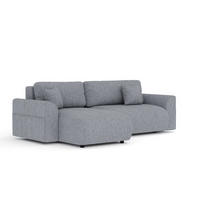 ECKSOFA MIT SCHLAFFUNKTION Bodega Grau Webstoff - Schwarz/Grau, Holz/Holzwerkstoff (235/138cm) - Maison de Reve