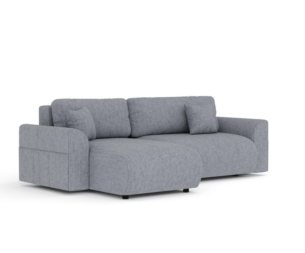 ECKSOFA MIT SCHLAFFUNKTION Bodega Grau Webstoff - Schwarz/Grau, Holz/Holzwerkstoff (235/138cm) - Maison de Reve