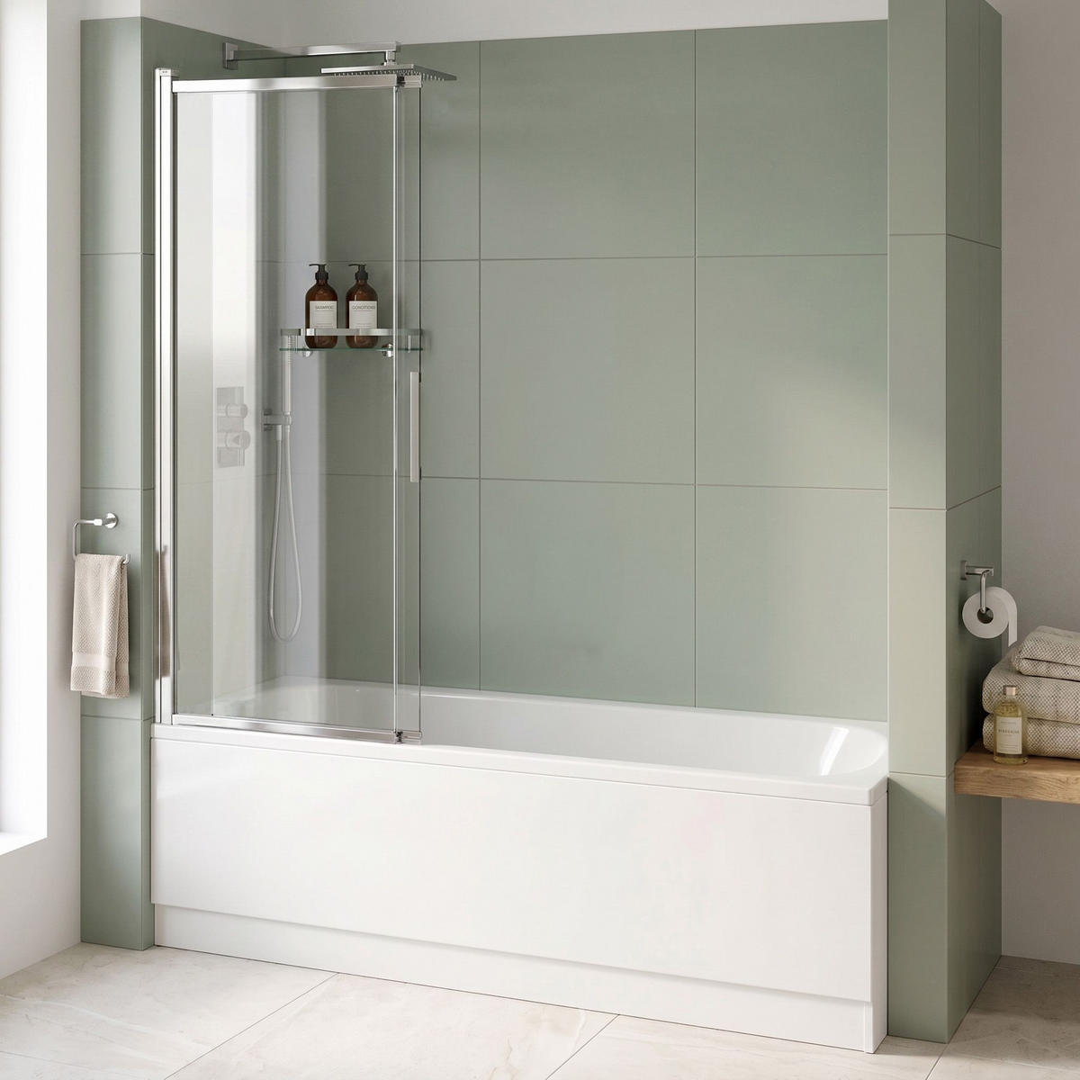 BADEWANNEN-DUSCHWAND Schiebetür Rea Dario Chrome 120 - Chromfarben, Glas (120/140cm) - REA