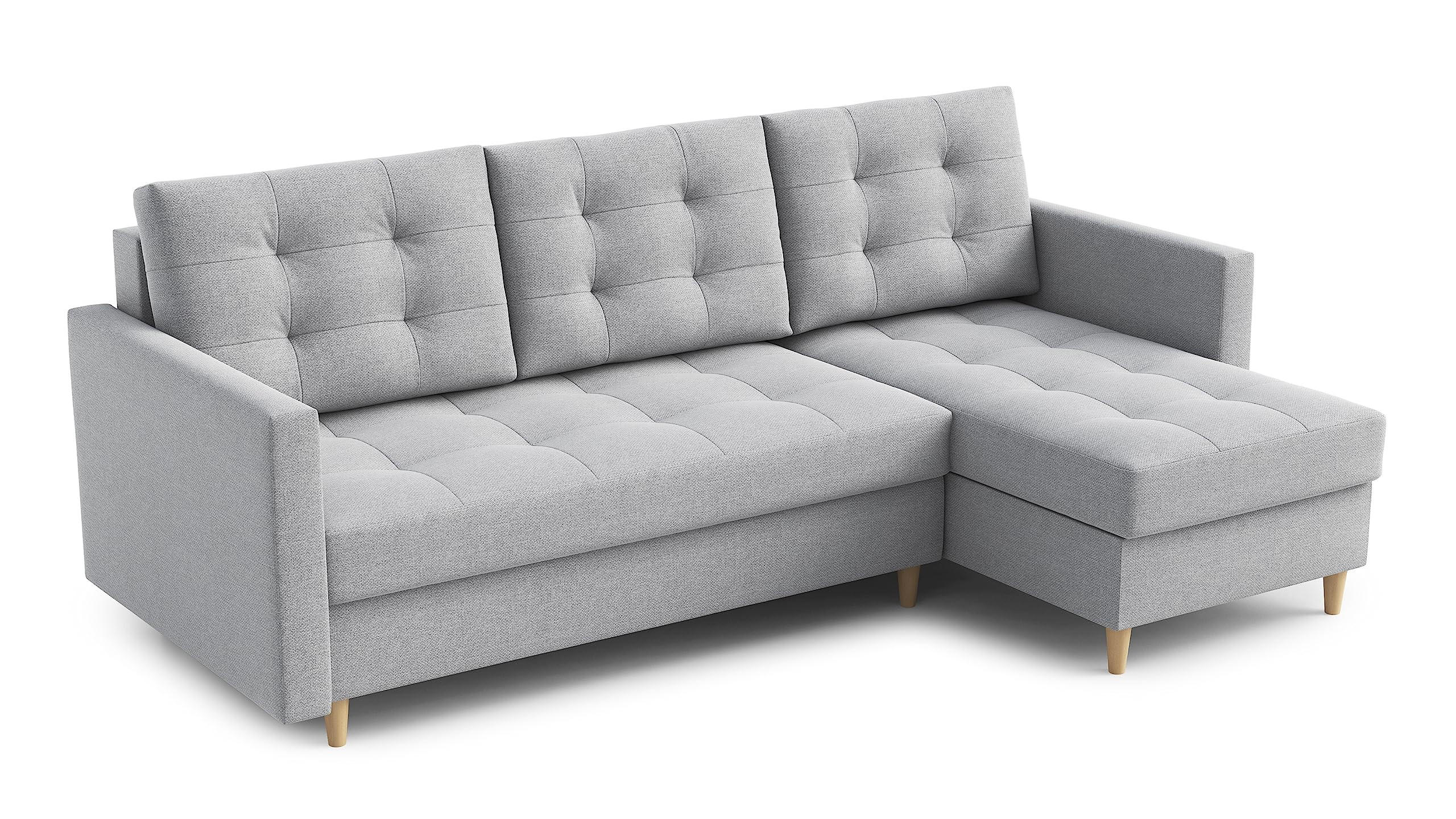 ECKSOFA DIVO 224x103 cm, Schlaffunktion, Hellgrau, Rechts - Hellgrau, Holz/Textil (224/144cm) - DomoHome
