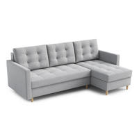 ECKSOFA DIVO 224x103 cm, Schlaffunktion, Hellgrau, Rechts - Hellgrau, Holz/Textil (224/144cm) - DomoHome