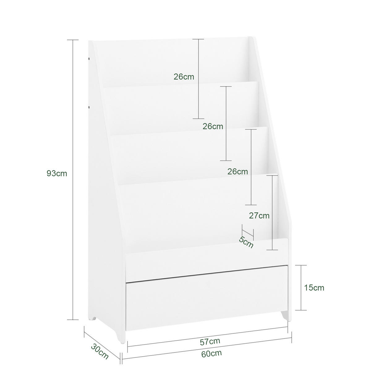 KINDERREGAL Weiß - Weiß, Holzwerkstoff (60/93/30cm) - SoBuy