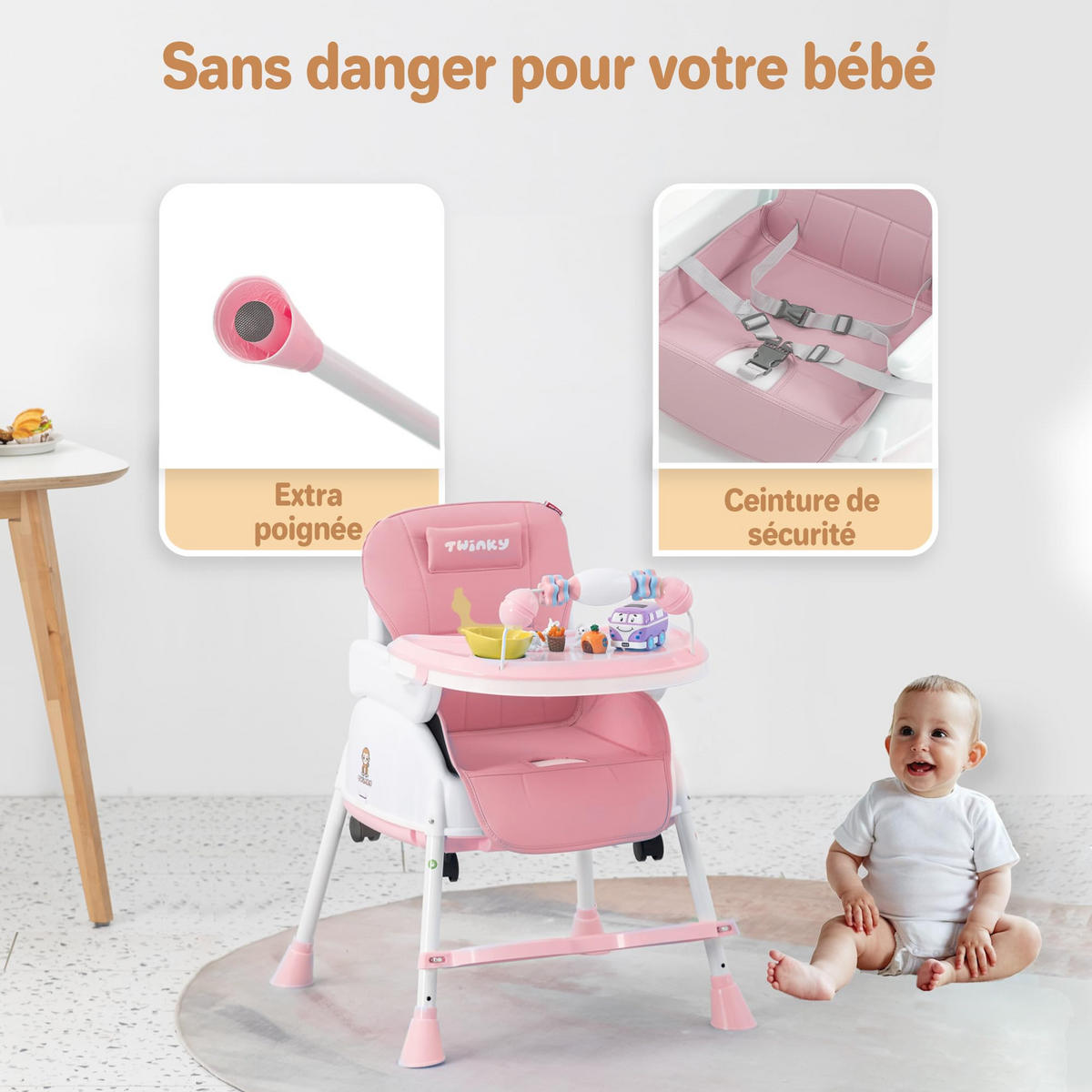 HOCHSTUHL 2-in-1-Kinderwagen Set Rosa - Pink, Kunststoff (54/95/52cm) - Twinky