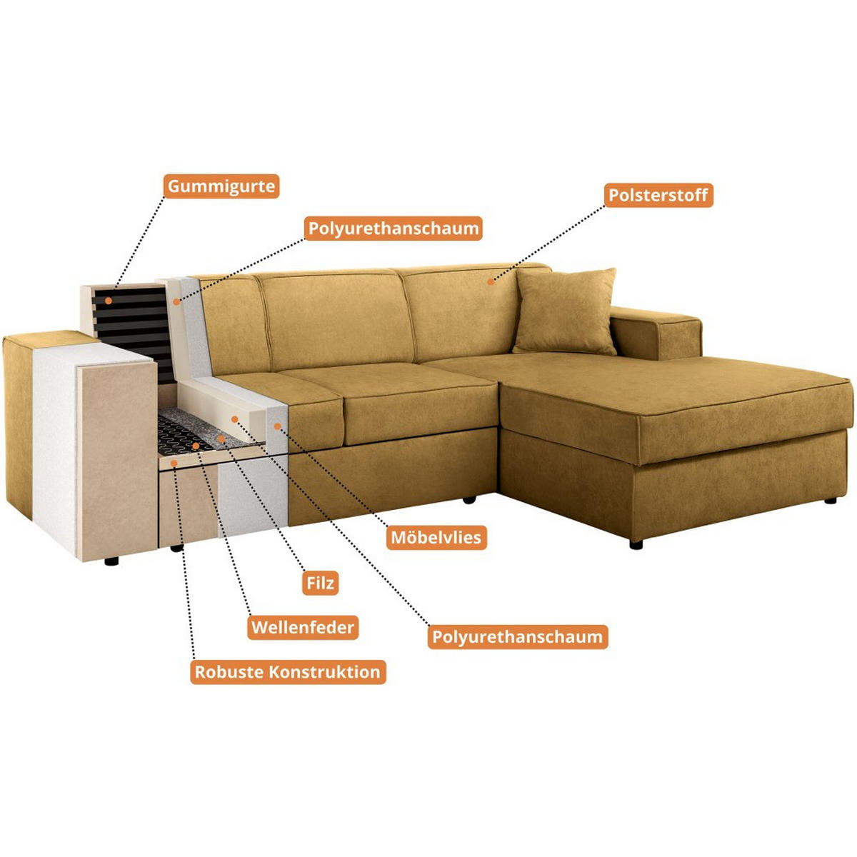 ECKSCHLAFSOFA mit Schlaffunktion Pedro L hellgrau rechts - Hellgrau/Schwarz, Kunststoff/Textil (267/160cm) - Beautysofa
