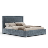 POLSTERBETT Ordina Blau Grau 160/200 cm im Chenille-Stoff - Silberfarben/Blaugrau, Holz/Holzwerkstoff (160/200cm) - Maison de Reve