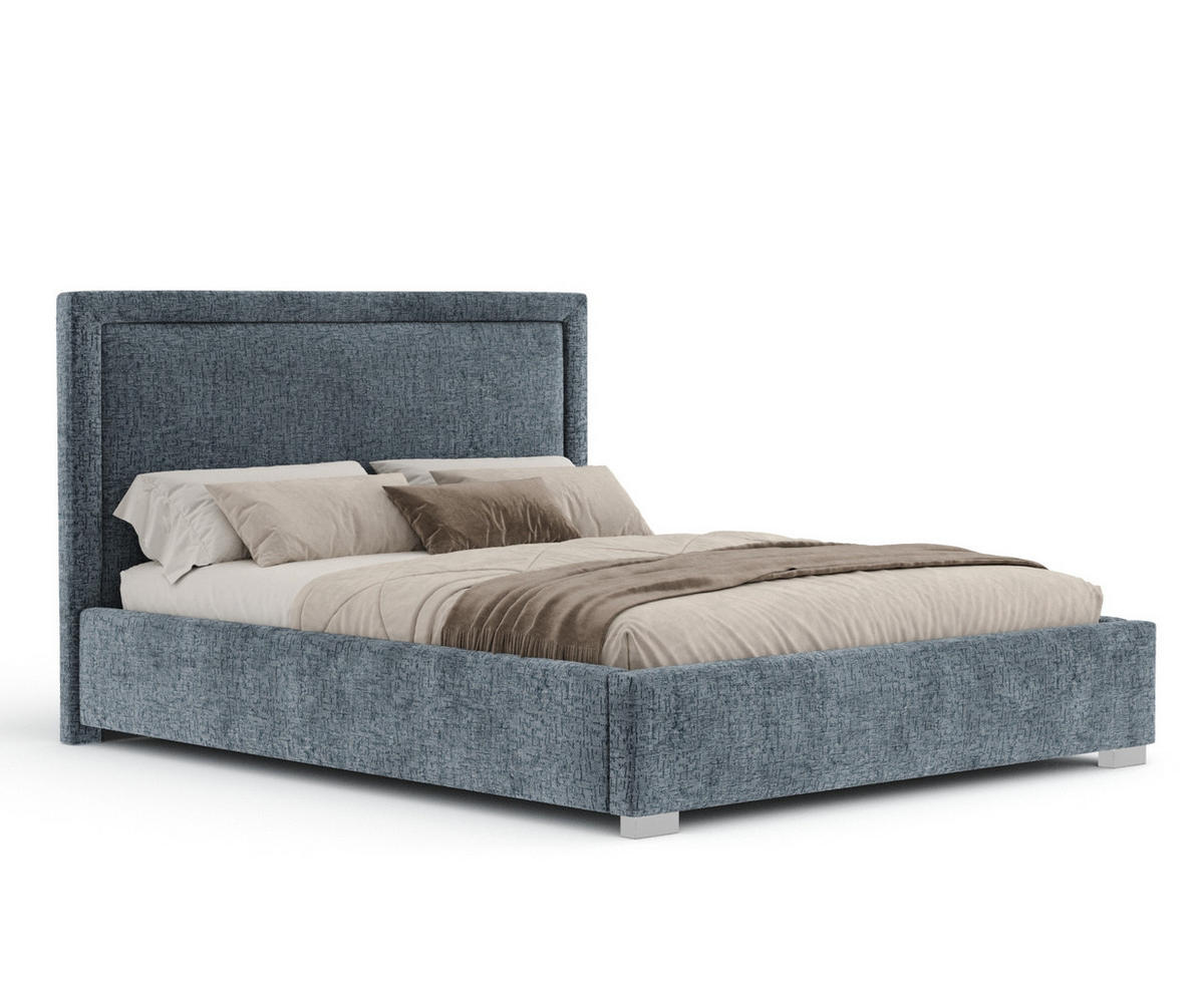 POLSTERBETT Ordina Blau Grau 160/200 cm im Chenille-Stoff - Silberfarben/Blaugrau, Holz/Holzwerkstoff (160/200cm) - Maison de Reve