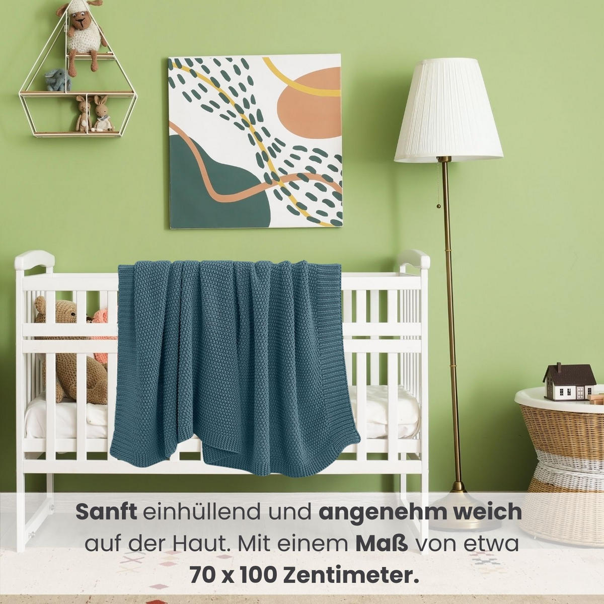 SCHMUSEDECKE 2er Set Strick türkis 70/100 cm - Türkis, Textil (70/100cm) - wometo