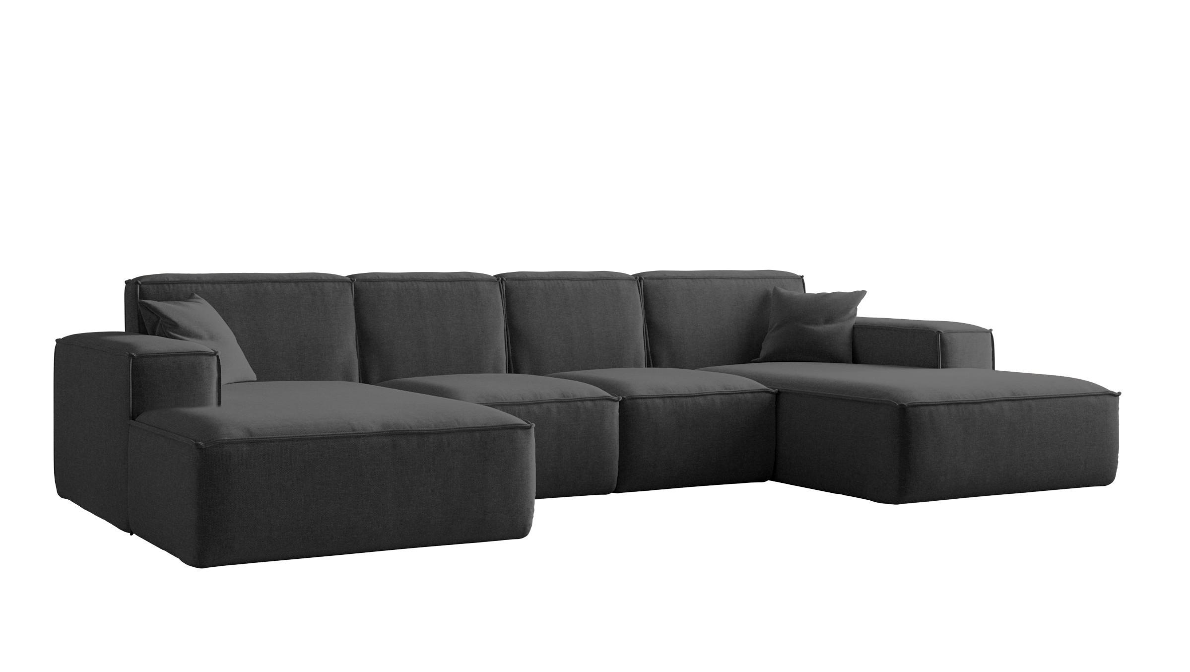 ECKSOFA U-Form Siena mit Stoff Maloy Graphit - Graphitfarben, Holz (344/165cm) - Kaiser Möbel