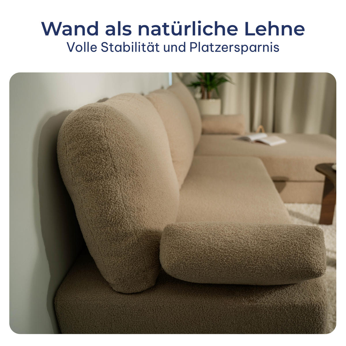 ECKSOFA LEA modulares Boneless Sofa mit Schlaffunktion Schwarz Boucle-Stoff - Schwarz, Textil (270/160cm) - MASSENO