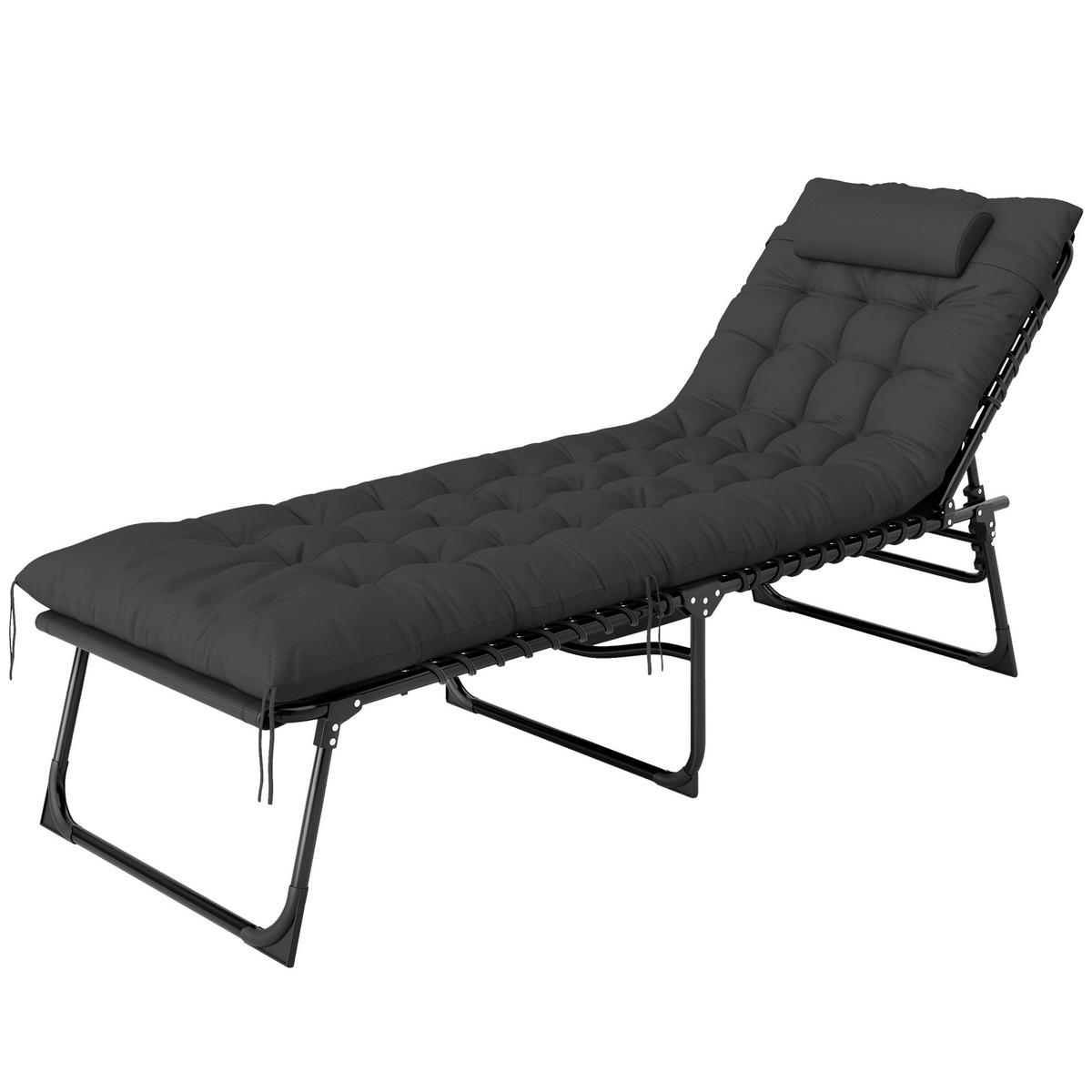 SONNENLIEGE DE-15646 5-fach verstellbar, 189 cm Liegelänge Schwarz - Schwarz, Metall (58/32.5/189cm) - ComfortXL