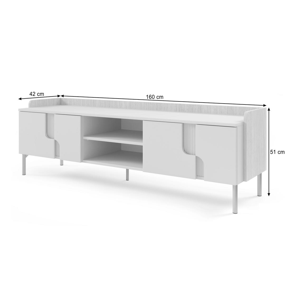 LOWBOARD Positivo mit 4 Türen, 160 cm, Alba-Nuss + Kaschmir - Nussbaumfarben, Holzwerkstoff (160/51/42cm) - Beautysofa