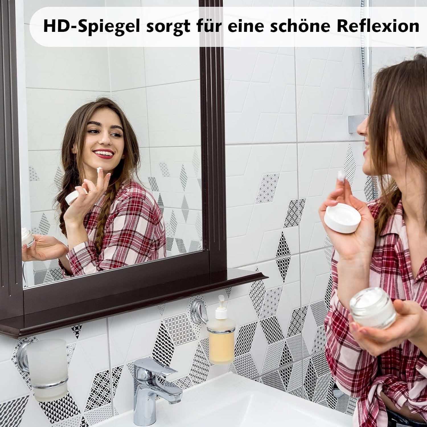 BADEZIMMERSPIEGEL Braun - Braun, Holz (12/69/57cm) - COSTWAY