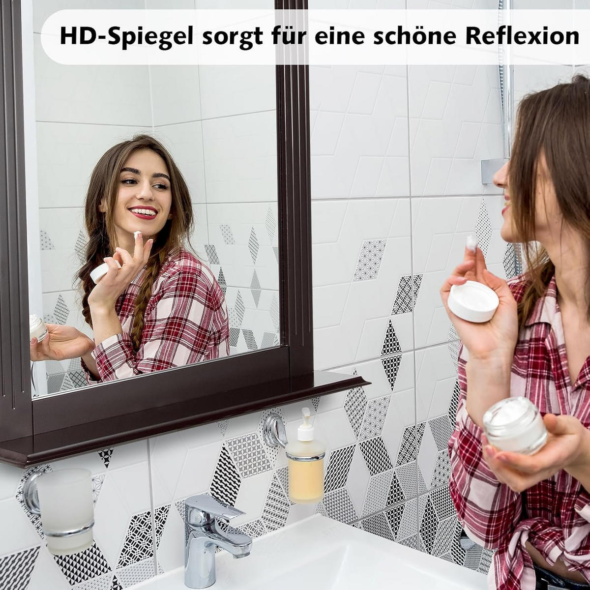 BADEZIMMERSPIEGEL Braun - Braun, Holz (12/69/57cm) - COSTWAY