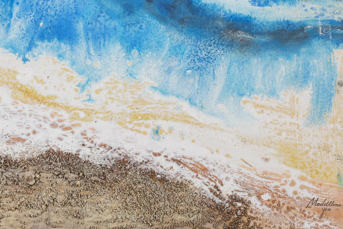 ACRYLBILD HANDGEMALT 120/60 cm - Blau/Braun, Holz/Textil (1.68/60cm) - KUNSTLOFT