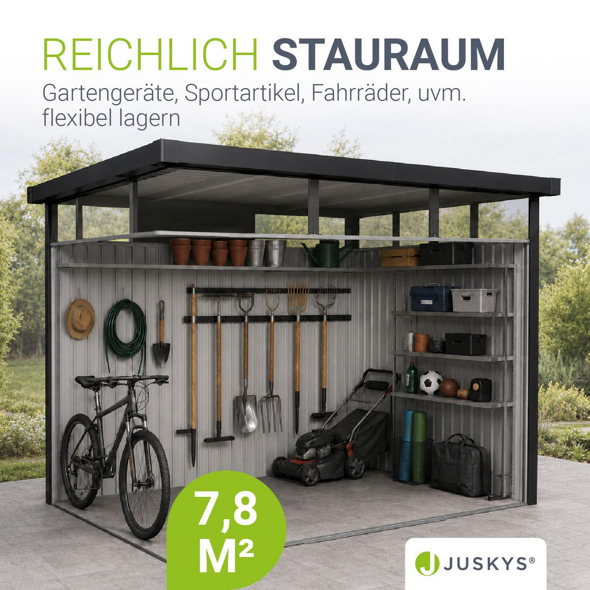 GERÄTEHAUS Luzern Anthrazit - Anthrazit, Metall (294/220/254cm) - Juskys