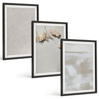 BILDER SET 3er Set - 40x60 cm Schwarzer Rahmen - Boho-Textur aus Sandsteinen - Schwarz, Kunststoff (40/60cm) - TULUP