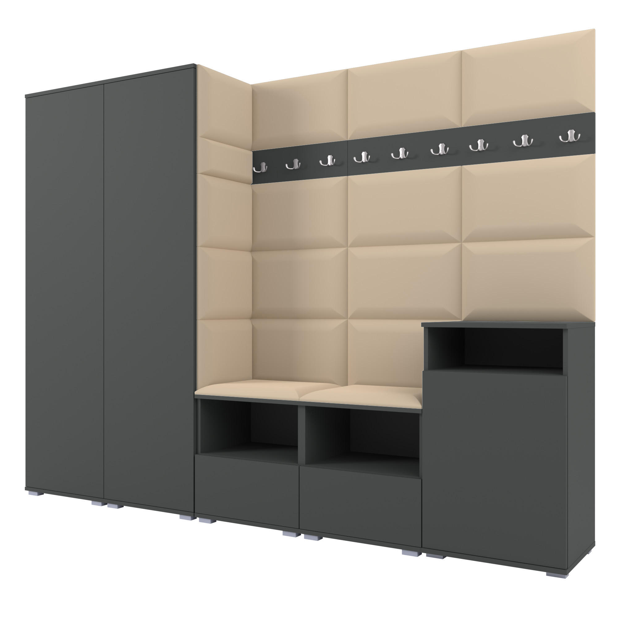 Ravio Garderobe Graphit, Beige 250x187x40 cm