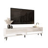 LOWBOARD TV-Schrank CALANTE 180 cm auf schrägen schwarzen Beinen - Weiß Hochglanz/Schwarz, Holzwerkstoff/Metall (180/43/35cm) - Lookway