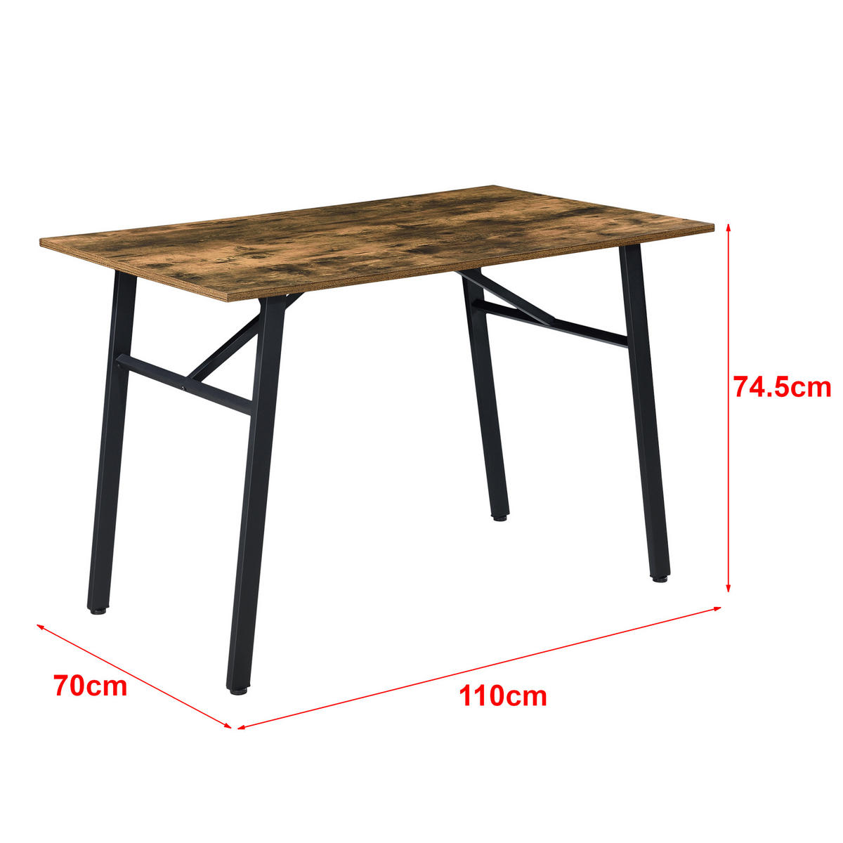 ESSTISCH Flatanger - Dunkelbraun/Schwarz, Holzwerkstoff/Metall (70/110/74.5cm) - [en.casa]