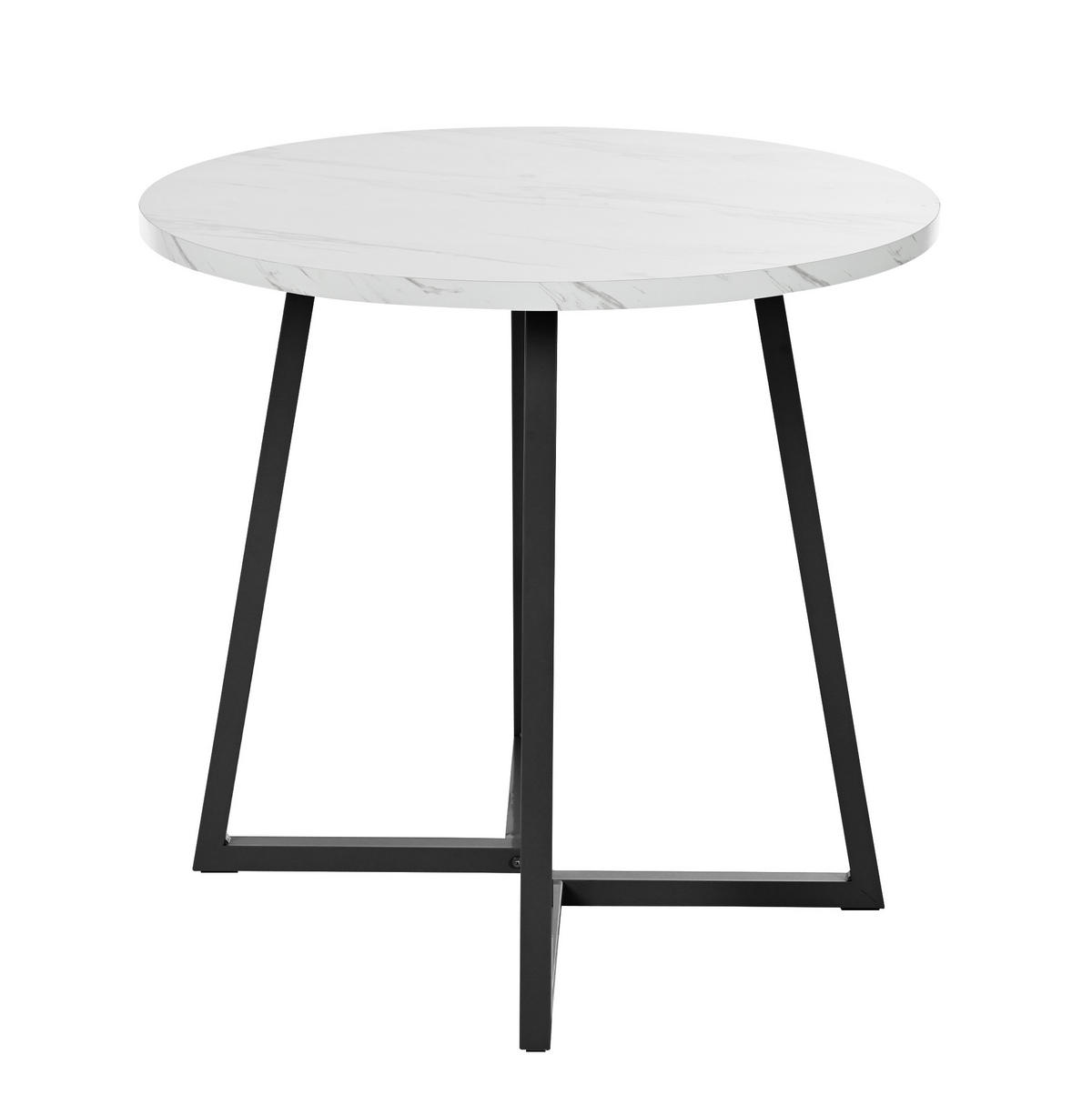 ESSTISCH, MDF mit Marmormuster & Metallgestell, Ø 80/75 cm, Schwarz - Schwarz, Holzwerkstoff (80/80/75cm) - Redom