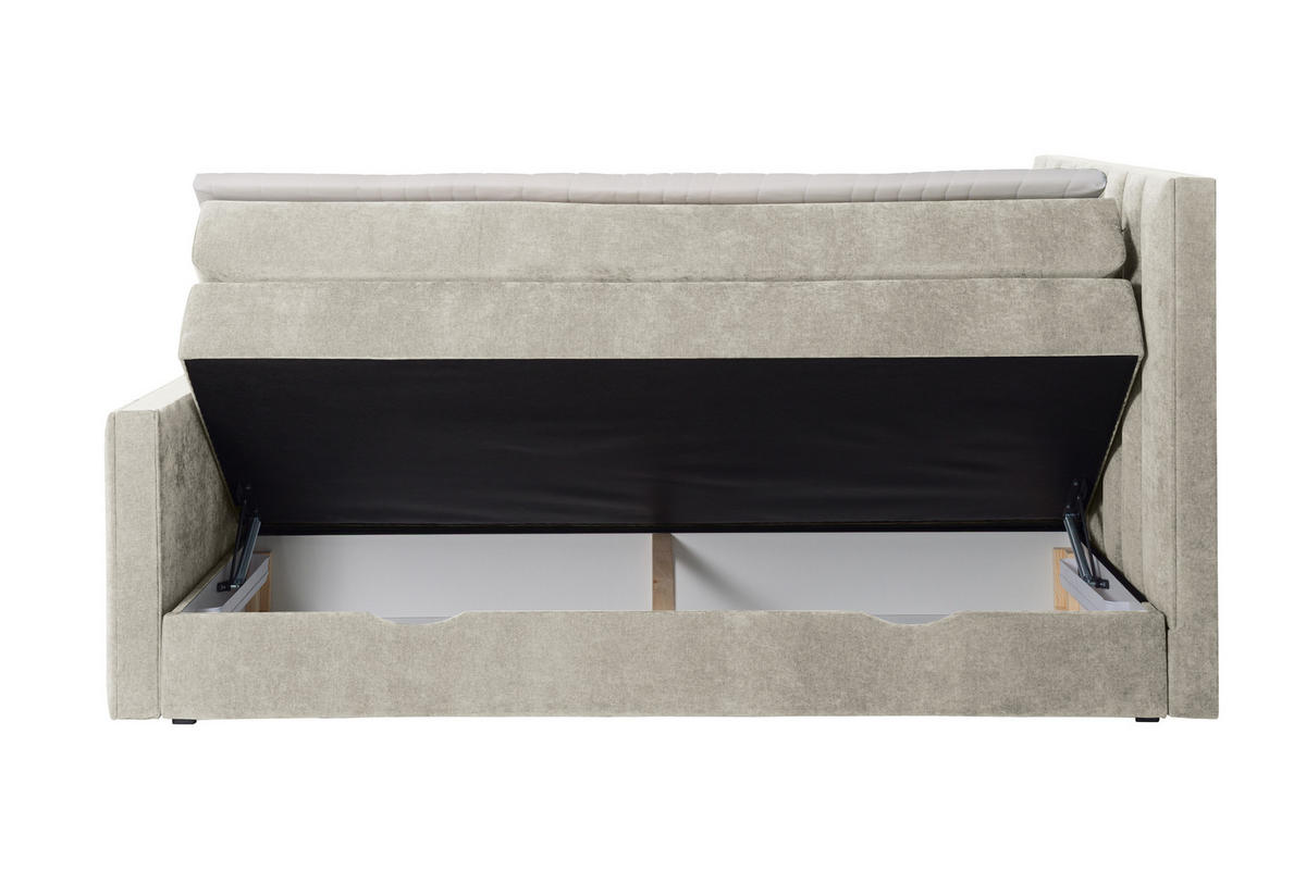 BOXSPRINGBETT VELTRA mit Topper und Bettkasten, Beige, 200x200 cm - Beige, Textil (200/200cm) - KS Home Concept