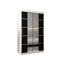 SCHWEBETÜRENSCHRANK 200/120/62 2-türig - Silberfarben/Schwarz, Holz/Kunststoff (120/200/62cm) - MÖBEL KRYSPOL