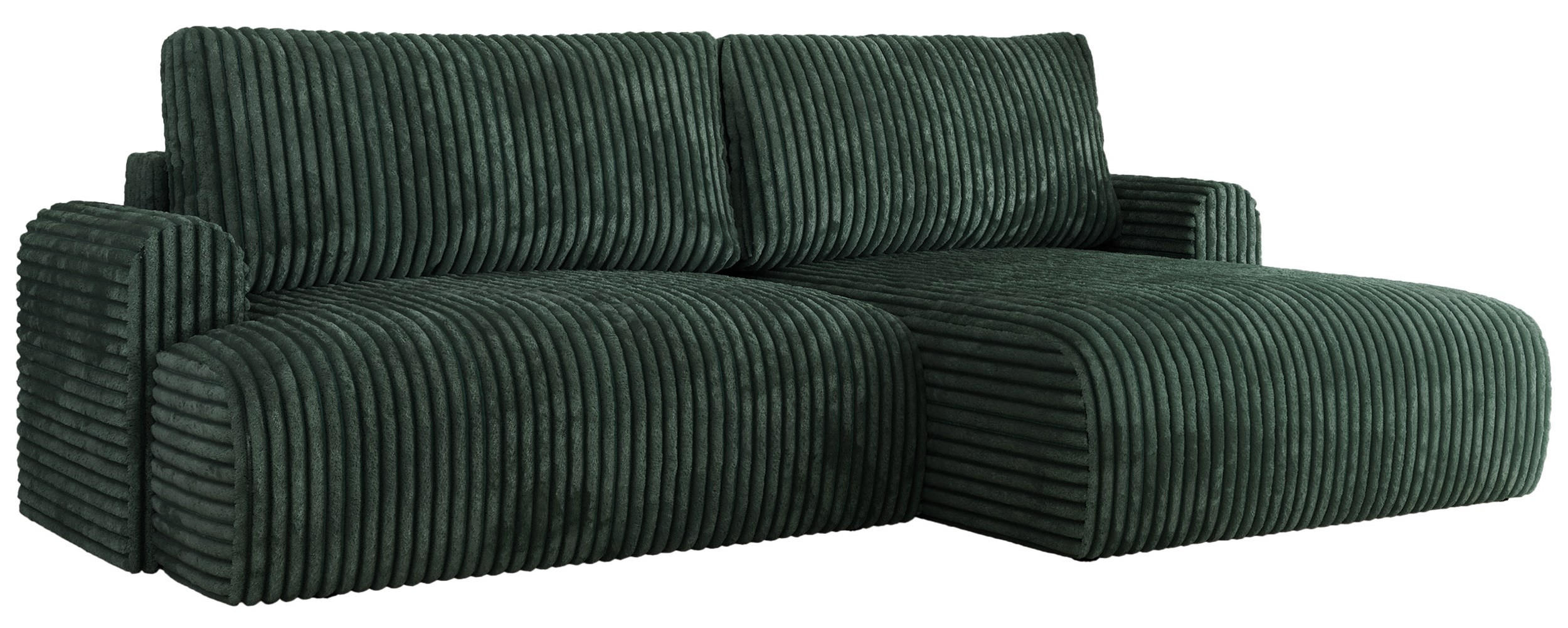 ECKSCHLAFSOFA TONO L Grün Cord - rechts - Schwarz/Grün, Kunststoff/Textil (150/260cm) - MKS