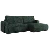 ECKSCHLAFSOFA TONO L Grün Cord - rechts - Schwarz/Grün, Kunststoff/Textil (150/260cm) - MKS