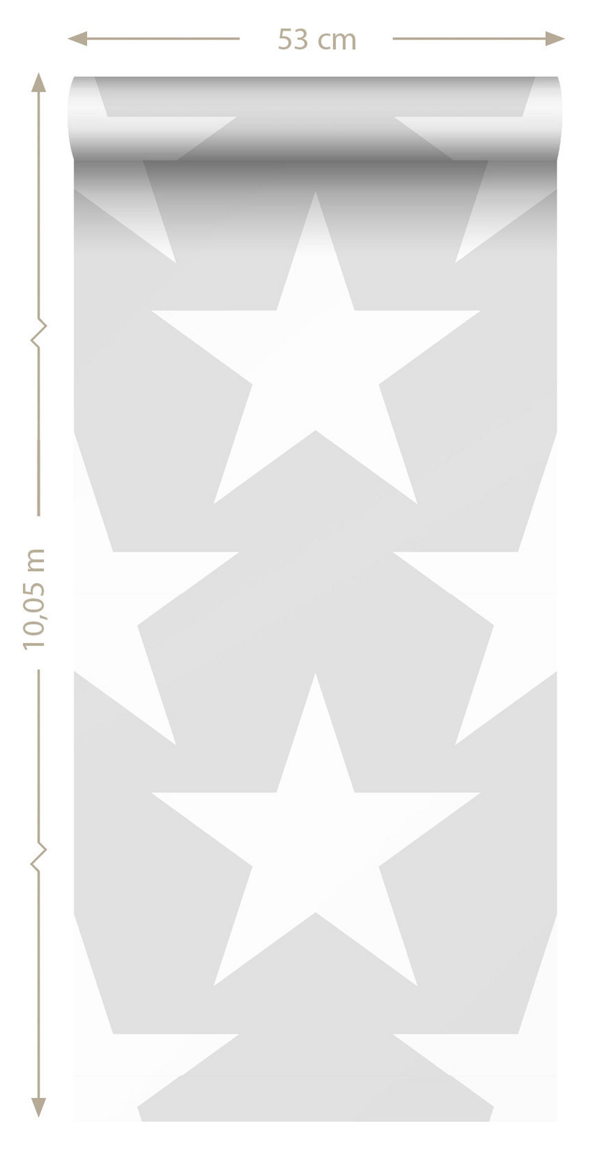 TAPETE Sterne 53 cm x 10.05 m - Grau, Papier (53/0.1cm) - Sanders & Sanders