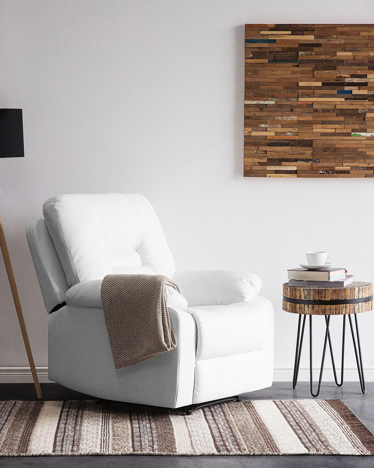 SESSEL Kunstleder weiß verstellbar Bergen - Weiß, Kunststoff (85/101/74cm) - Beliani