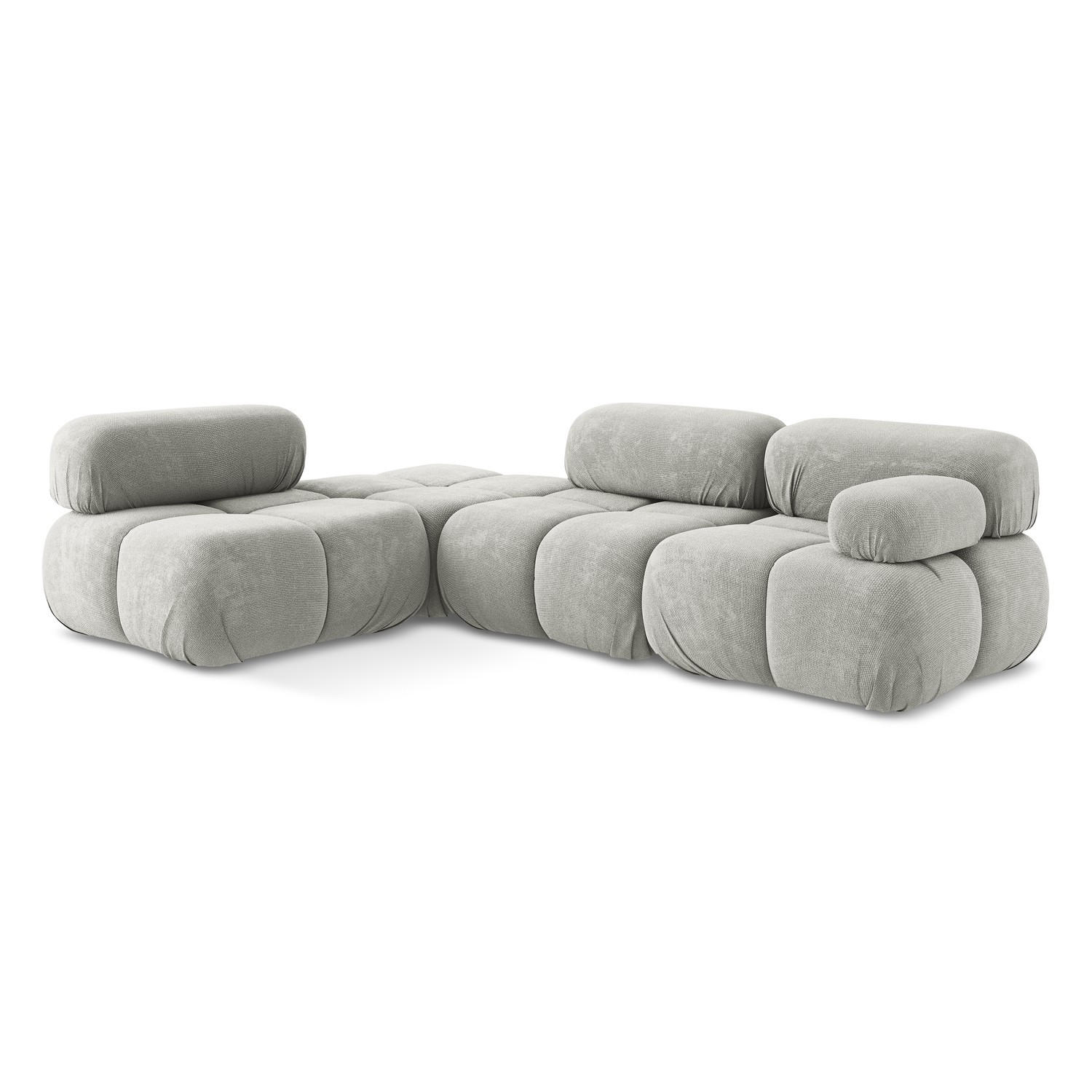 ECKSOFA Links Chenille Stoff Grau - Hellgrau/Schwarz, Kunststoff/Textil (190/285cm) - LaMiaSofa