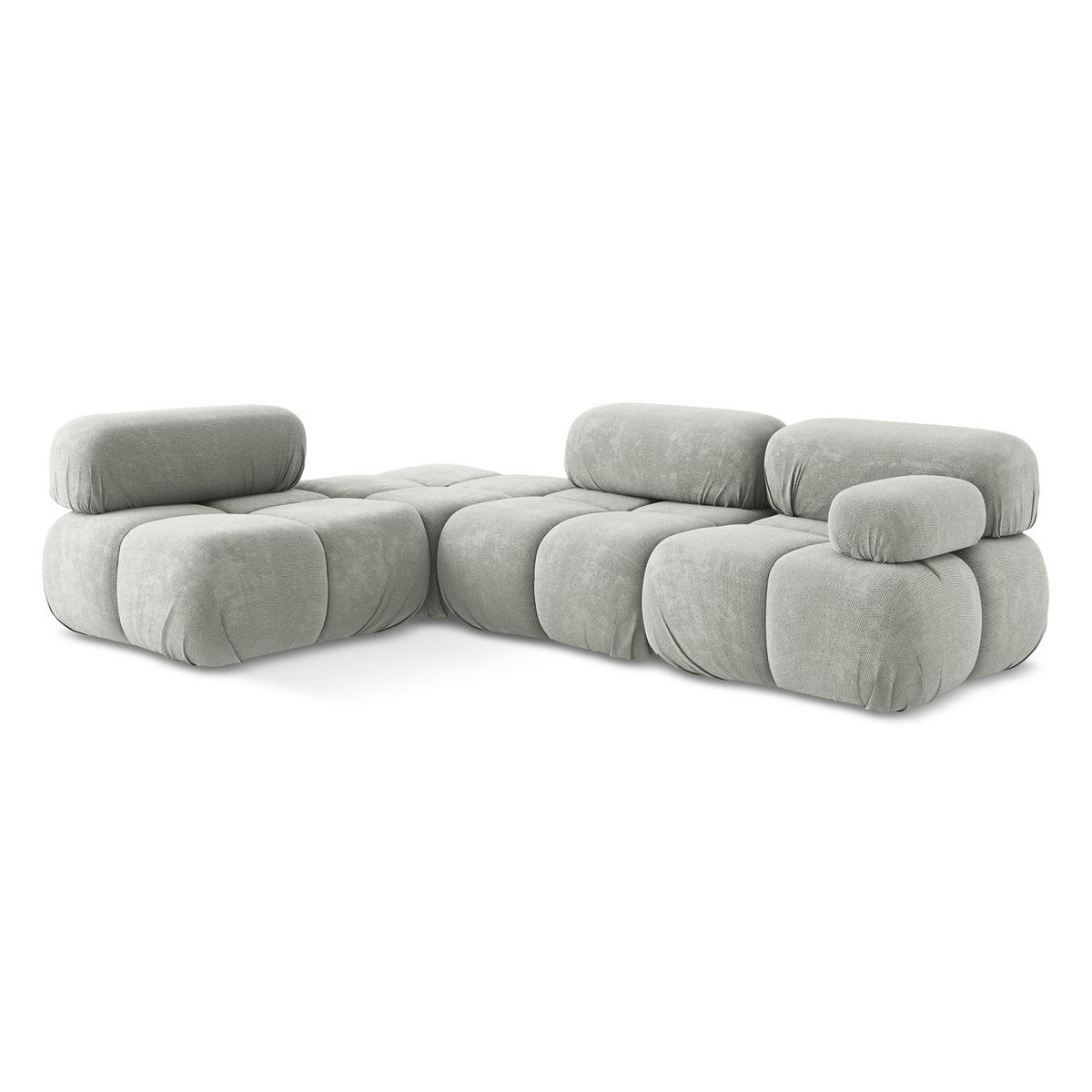 ECKSOFA Links Chenille Stoff Grau - Hellgrau/Schwarz, Kunststoff/Textil (190/285cm) - LaMiaSofa