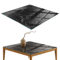 TISCHPLATTE 60x60 cm Marmormuster mit Adern - Schwarz, Glas (0.4/60/60cm) - TULUP